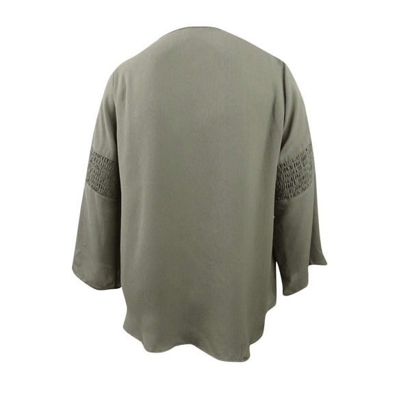 NWT Plus Size 1X Ruched Sleeve Hi Lo Blouse - Picture 3 of 3